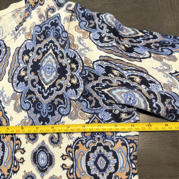 Lands’End Women’s Plus Supima Cotton Paisley Geometric Cardigan Sweater Size 1X - Picture 4 of 7